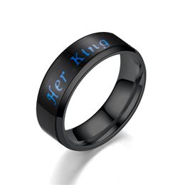 Stainless Steel Mood Color Change Emotion Feeling Intelligent Sense temperature Her King His Queen Ring Women Men Smart Jewelry