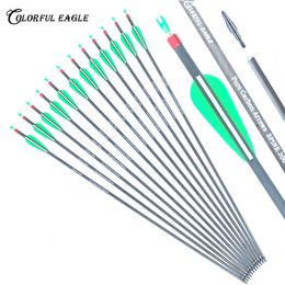 Archery Pure Carbon Arrows 28/30/31 inch carbon Shaft Spine 300 400 With Removable Tips for Compound and Recurve Bow Arrow Hunting