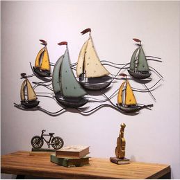 American Iron Wall Decoration Decorative Plates Make old sailboat walls hanging Bar Cafe Sailing Boat