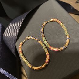 Wholesale- gold plated Big Circle Vintage Earrings Women Fashion Drop Earrings Jewellery Fashion Jewellery Colourful Stone For Party