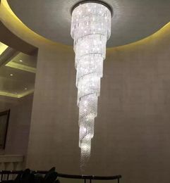 Free shipping modern long spiral chandelier crystal lamp Dia60*H300cm lustre staircase lighting fixtures MYY