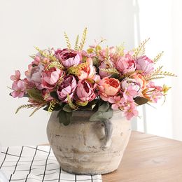 5 Tete Bouquet Pivoine Artificielle Fleurs Petite Soie Blanche Soie Faux Fleurs Fête De Mariage Maison Décoration Rose Fleur Rose Art