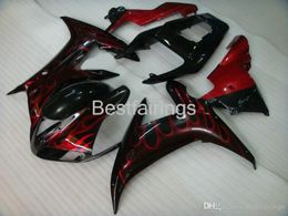 100 fitment high quality injection molding fairing kit for yamaha r1 2002 2003 black red flames fairings yzf r1 02 03 bc11