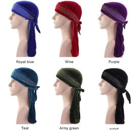 Velvet Durag Pirate Hats Hair Bonnet With Long Tail hip hop Hats Cycling Caps For Adult Mens And Women Sport Hip Hop Durags Hats