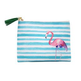 Striped Tassels Flamingo Bikini Bag Mini Coin Purses Digital Print Pen Case Travel Storage Bags Colour Mix 5wf E1