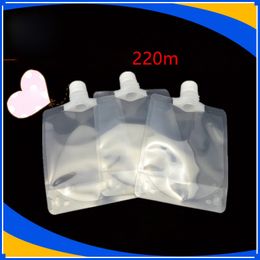 220ml Clear Plastic Doypack Jelly Liquid Packing Spout Bag Transparent Stand Up Drinking Wine Empty Package Pocket Bag