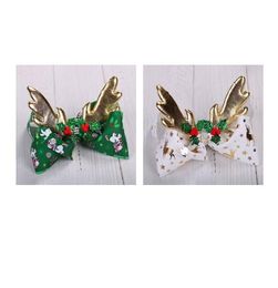 kids christmas hair bows UK - JoJo Bows Girl Hair Clip For Girls Kids 8" foil Printed Christmas deer horn antler Ribbon Knot Jumbo JOJO Siwa Large Hair Bow 8pcs