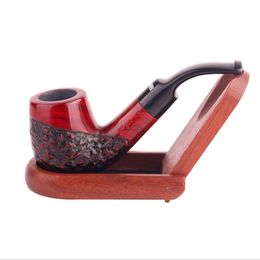 Solid wood mahogany small red light pipe red sandalwood wood carved face pipe