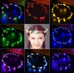 Glowing Garland Wedding Party Crown Flower Headband LED Light Christmas Neon Wreath Decoration Luminous Hair Garlands Hairband LED Toys