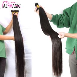 Cuticle Aligned Hair 30 32 34 36 38 40 Inch Bundles 100% Remy Virgin Human Hair Bundles Natural Black 100g/bundle Factory Price