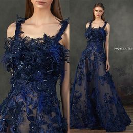 Elegent A Line Prom Dress Sleeveless Spaghetti Sequins Applique Feather Plus Size Party Dress Floor Length robes de soirée