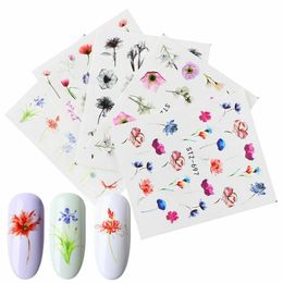 24 Watercolour Water Transfer Nail Adornment Stickers Flower Tips DIY.A874
