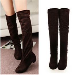 Hot Sale-Winter Women's Fashion Knee-High Long Boots Comfortable Flock Flat Boots Big Size35-40