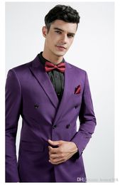 Cheap And Fine Double-Breasted Groomsmen Peak Lapel Groom Tuxedos Men Suits Wedding/Prom/Dinner Best Man Blazer(Jacket+Pants+Tie) A565