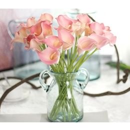 White Artificial Calla Lily Real Touch Flower Bouquet Wedding Home Decoration Office Decro Choose Colour Pink