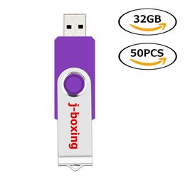 Purple Rotating 32GB USB 2.0 Flash Drive Bulk 50pcs Swivel Metal Flash Memory Stick 32gb Thumb Pen Drives Storage for Computer Laptop Tablet