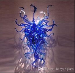 Christmas Sales Sea Blue Twists Hand Blown Lamp Sconce Fancy Glass Handcrafts Art Wall Lamps