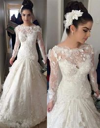 Latest Lace Mermaid Wedding Dresses Long Sleeve Lace Appliques Fashion Western Bridal Dresses Wedding Gowns Vestido De Novia