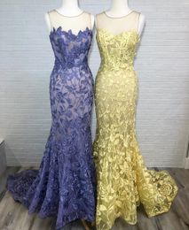 Illusion Neck Prom Dress 2k20 Elegant Lace Mermaid Formal Evening Party Wear Gowns Beading Back Sleeveless Long Order-to-Made Pageant Gowns