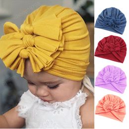 Bowknot Turban Headband Toddler Winter Warm New Born Baby Cotton Turban Beanie Hat Kids Hearwrap 16 Colours Hair Accessories