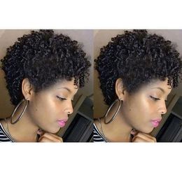 hot new hairstyle short cut kinky curly black wig brazilian Hair African Ameri Simulation Human Hair soft short curly wig for lady