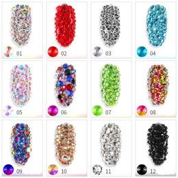 Tamax 1300pcs Shiny Crystal Nail Art Rhinestones Decorashion Diamond for Nail Tips Manicure Nails Jewellery Stones Accessories