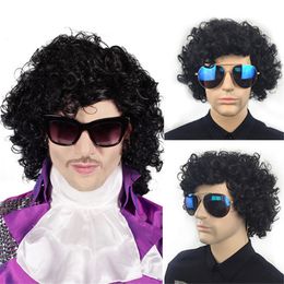 Synthetic Short Black Kinky Curly Wigs for Black Men Boy Cosplay Comic Cons Hair