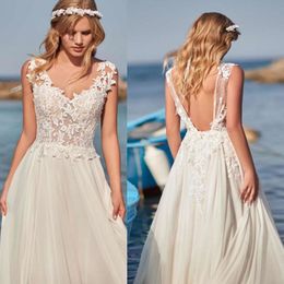Backless V Neck Wedding Dresses Country Style A Line Bridal Gowns Plus Size 4 6 8 10 12 14 16 18 20