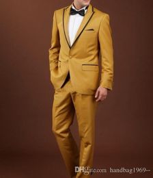 New Fashion One Button Groom Tuxedos Groomsmen Peak Lapel Best Man Blazer Mens Wedding Suits (Jacket+Pants+Tie) H:862