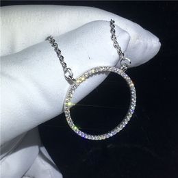 Handmade Round Hollow pendant With necklace 925 Sterling silver 5A zircon Cz Engagement wedding Pendants for women Gift