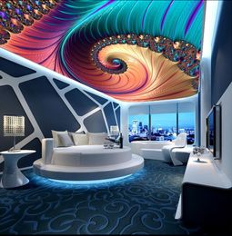 sky ceiling wallpaper European luxury art 3D stereo abstract rotating pattern ceiling mural