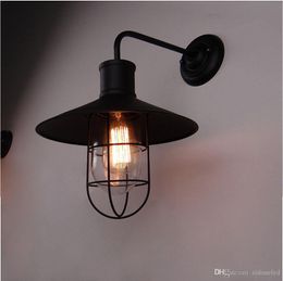 black industrial wall light UK - Classical black led wall lighting Antique industrial America country wall light retro Home Hall Beside night lights Decor