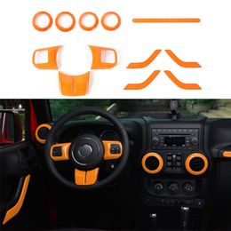 ABS Orange Interior kit Decoration 4 Doors 12PCS Decoration Cover For Jeep Wrangler JK 2011-2017 Car Accessories