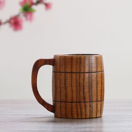 Adeeing Stylish Wooden Handled Beer Cup Coffee Tea Juice Milk Wine Mug Gift Decoration
