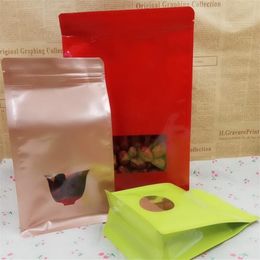 100Pcs/Lot Zip Lock Aluminium Foil Food Packaging Bag Snack Pouches Mylar Stand Up Ziplock Package Bags Eight Sides Window Pouch