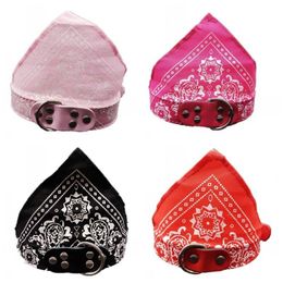 Pet Dog Cat Bandana Scarf Collar Flower Printed Adjustable Doggy Neckerchief Pet Triangle Scarves Hot Sale