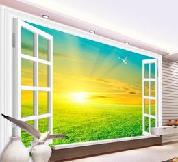 White window wilderness sunrise view 3D background wall wallpaper for walls 3 d for living room