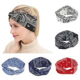 Women Knotted Cross print Stretch Wide Headband Sports Yoga Headwrap Hairband 21*10cm Turban Head Band Hair Accessories