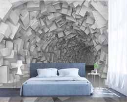 beibehang wall paper for kids room Simple three-dimensional space geometric building living room wall wallpaper for walls 3 d