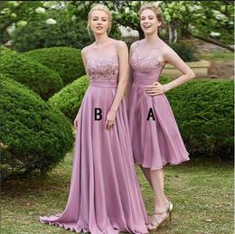 A Line Chiffon Short Purple Bridesmaid Dresses Long Cheap Maid Of Honour Dresses 2019 New Party Prom Dresses