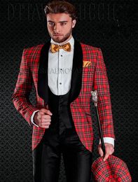 Fashion lattic Groom Tuxedos 2019 Style Mens Wedding Tuxedos Black Shawl Lapel Man Jacket Blazer 3 Piece Suit(Jacket+Pants+Vest+Tie) 1282