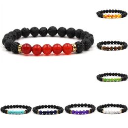 Natural Volcanic Stone White Pine Bracelets Balance String Beads Yoga Bracelet Energy Stone Bracelets For Women Men Fashion Jewelry