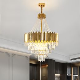 Stairs Chandelier Long Chandelier Duplex Building Modern Simple Villa Revolving Staircase Light Luxury Crystal Chandelier 110-240V