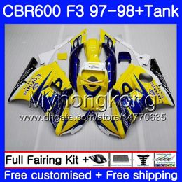 Bodys +Tank hot Yellow HOT For HONDA CBR600FS CBR 600F3 CBR 600 F3 FS 97 98 290HM.41 CBR600RR CBR600F3 1997 1998 CBR600 F3 97 98 Fairing