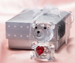 50pcs Crystal Bear Baby Shower Wedding Favours Boy Girl Baptism Party Gifts Newborn Baby Gift Box Wholesale SN881