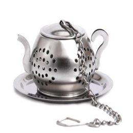 wholesale 100pc/lot Teapot Pot Shape Stainless Steel Leaf Tea Infuser Filter Strainer Ball Spoon