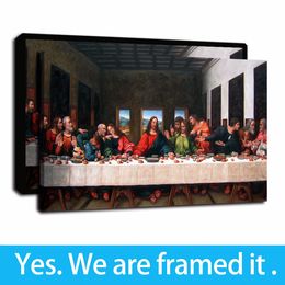 Framed Artwork The Last Supper of Leonardo Da Vinci Jesus Portrait Oil Paintings Print on Canvas Wall Art Paintings Poster for Home Decor