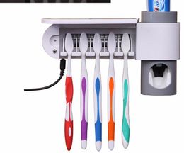 Antibacteria UV Light Ultraviolet Toothbrush Automatic Toothpaste Dispenser Sterilizer Toothbrush Holder Cleaner