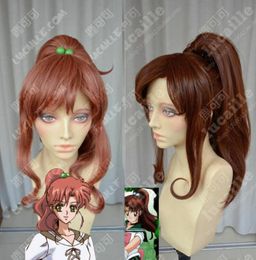 Sailor Moon Sailor Jupiter Kino Makoto Brown Cosplay Anime Ponytail Wigs wig