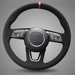 Car Hand-stitched Black Suede Leather Steering Wheel Cover for Audi A4L A5 2017